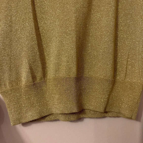 Michael Kors Gold Glitter Cowl Neck 3/4 Sleeve Sparkle Top Size S - Picture 4 of 7